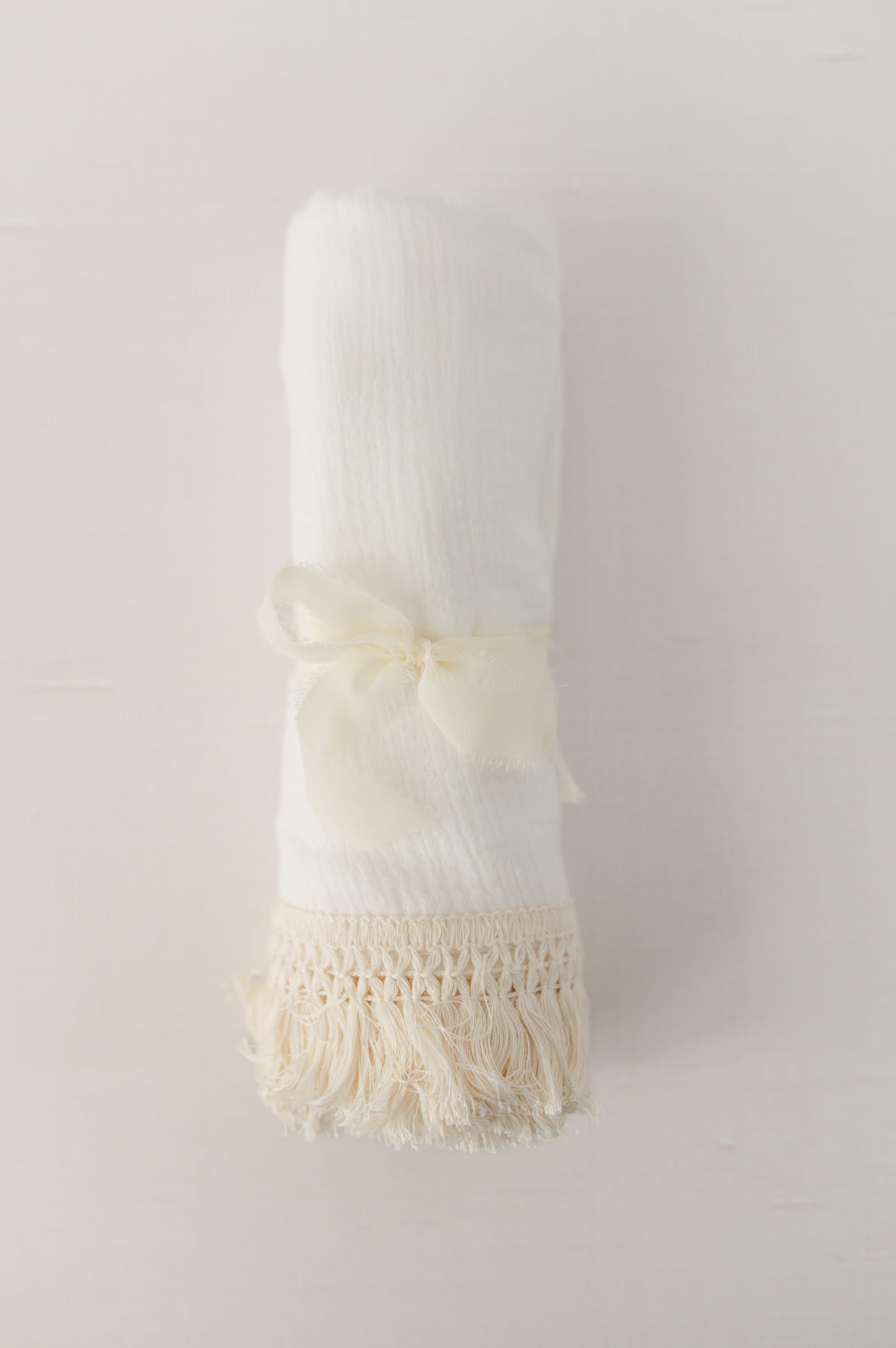 Boho Baby Muslin Swaddle Blanket with Fringe Edging
